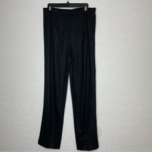 Piazza Sempione Straight Leg Zip Pocket Wool Pants Gray 10 - Picture 3 of 6